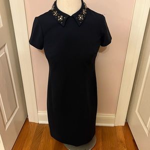 Ann Taylor - Navy Rhinestone Collared Dress